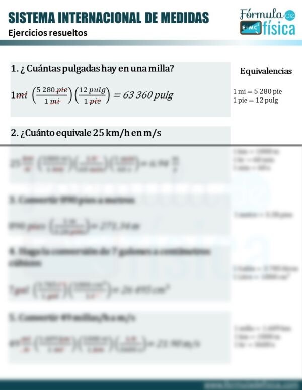 Ejercicios Resueltos De Conversiones De Unidades Fórmula De Física