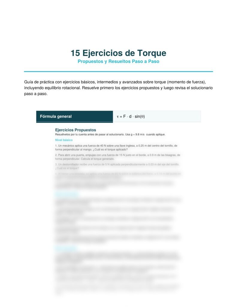 Vista previa de la ficha de ejercicios de torque en PDF1